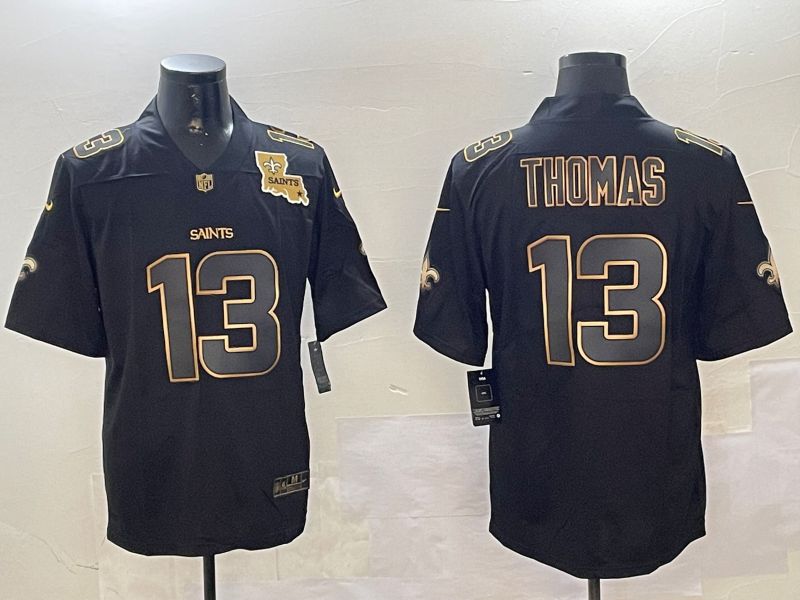 Men New Orleans Saints 13 Thomas Black Gold 2024 Nike Limited NFL Jersey style 01081
